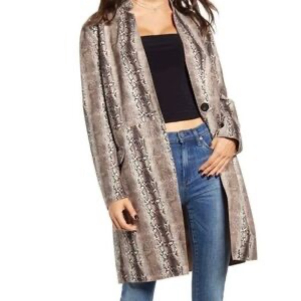 Anthropologie Blank NYC Faux Suede Snake‎ Charmer Print Blazer